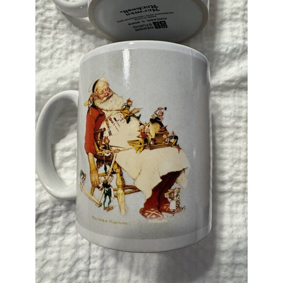 Set of 4 Norman Rockwell Holiday Memories Mugs Christmas Design Studio Santa - Picture 4 of 7
